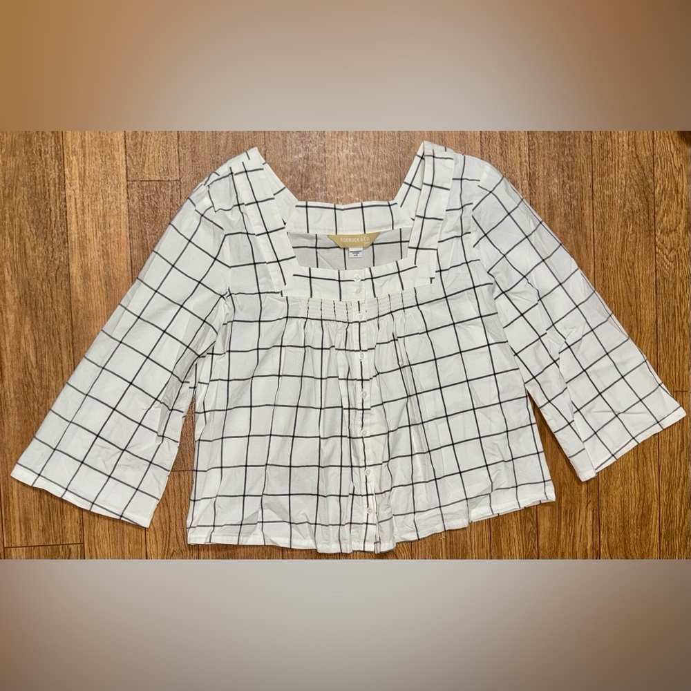 WOMEN'S BLOUSE - ROEBUCK & CO.- WHITE BLACK - SIZE L